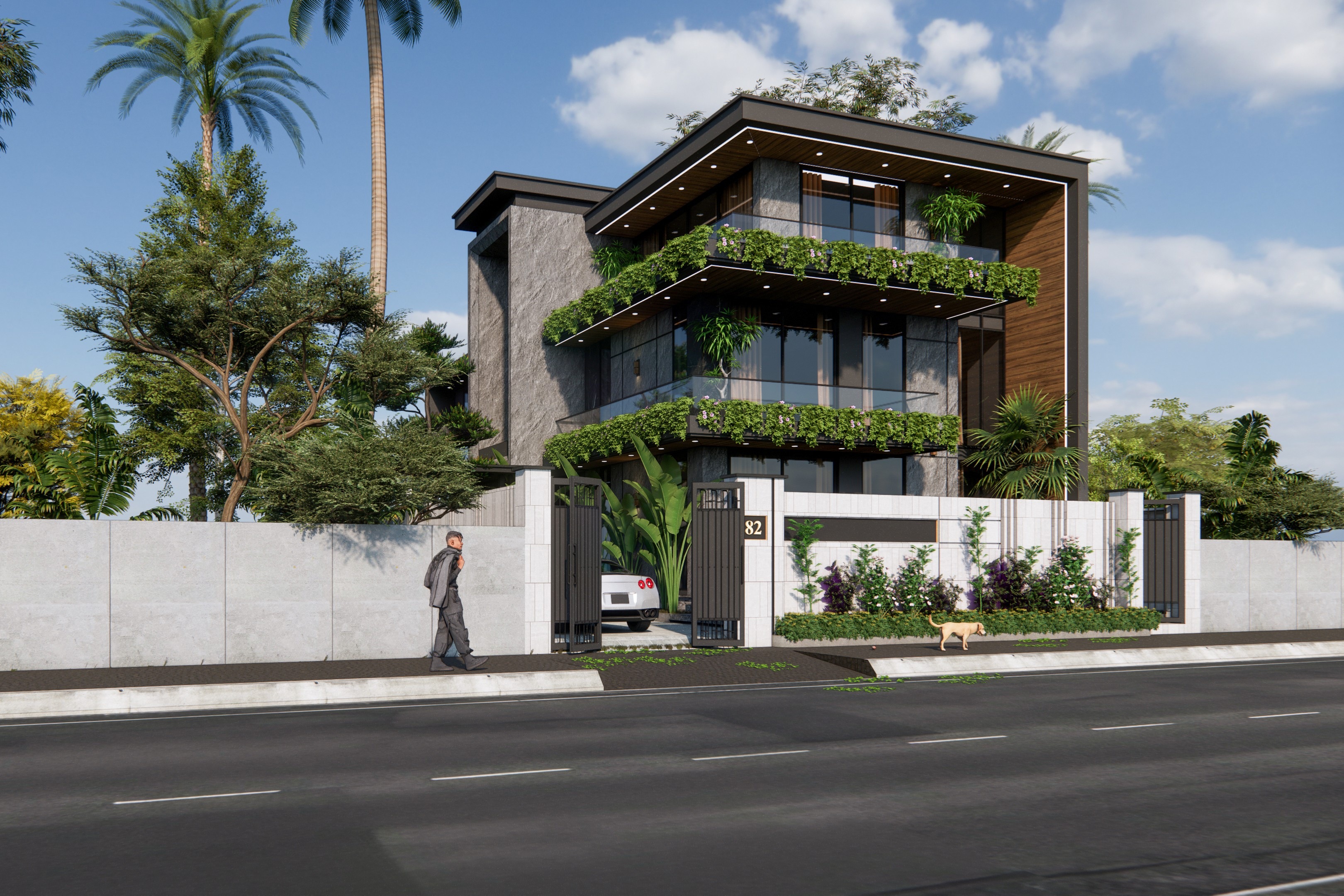 Thiết kế mặt tiền Villa